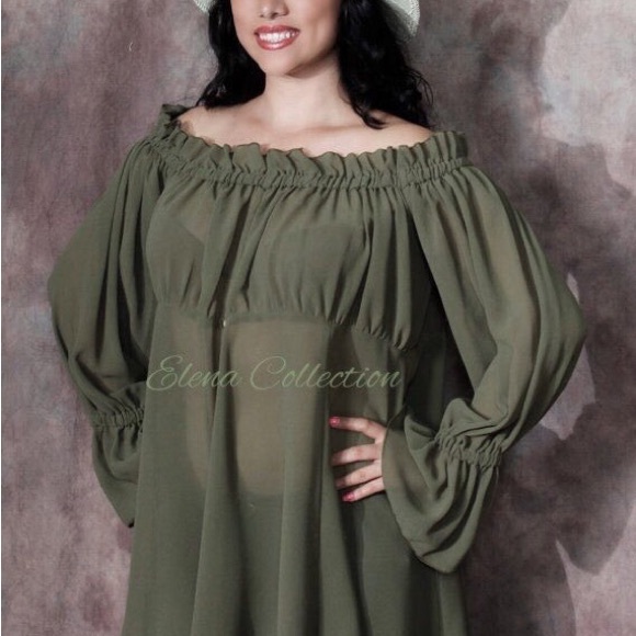 Olive Off-Shoulder Blouse - Picture 1 of 1